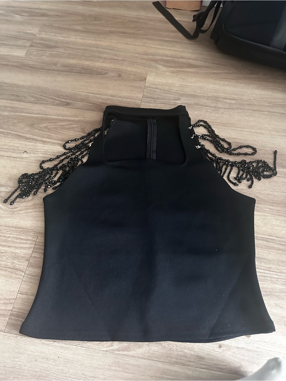 BEADED ISADORA BLOUSE with a square neckline and a choker - Picture 2 of 3